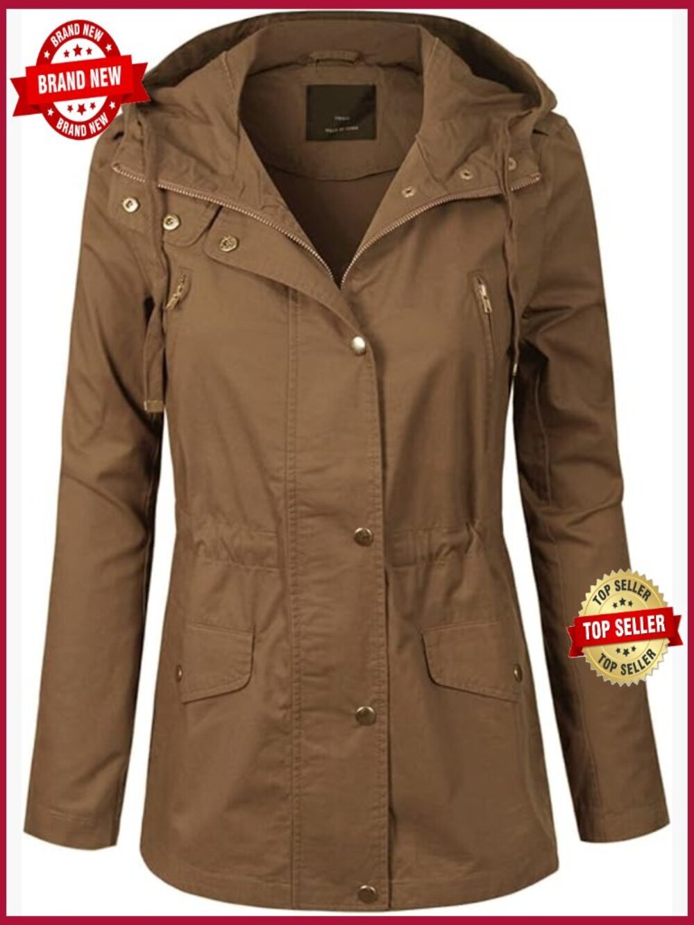 Lightweight Utility Anorak Jacket with Hood and Pockets